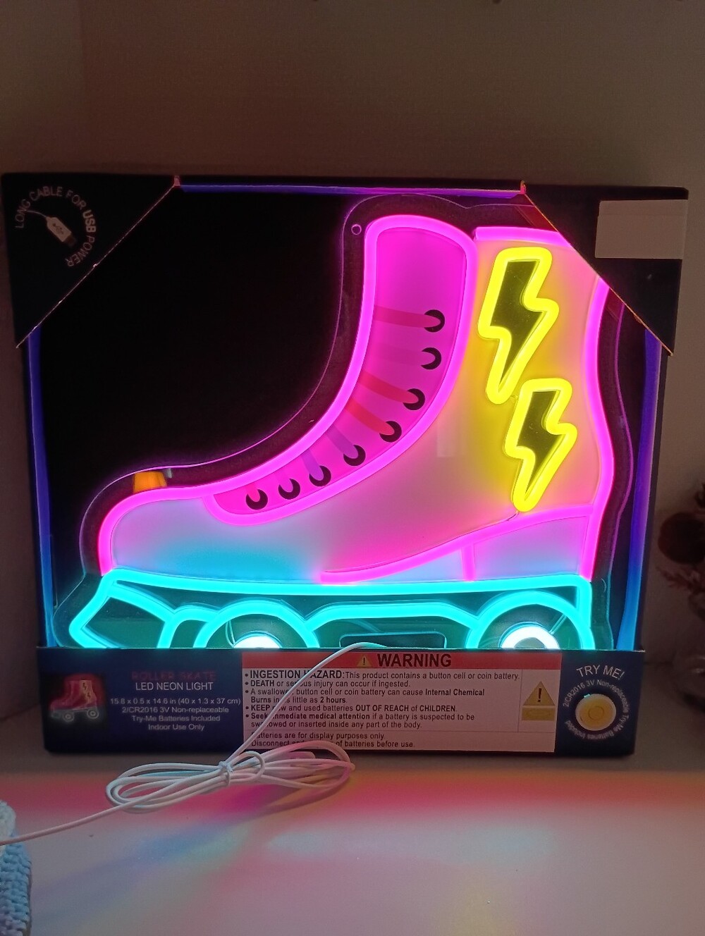 NEW LED ROLLER SKATE NEON LIGHT WALL ART / ROLLERSKATE SKATING LIGHT UP SIGN - Picture 4 of 4